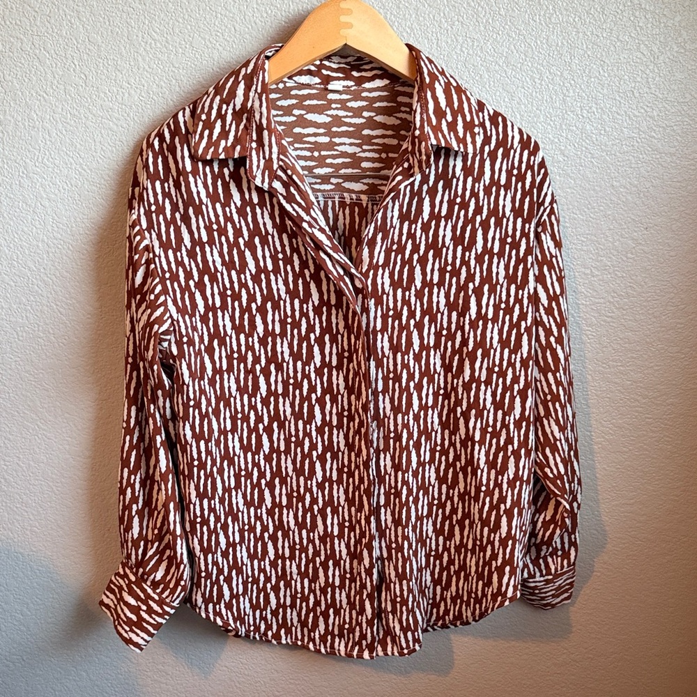 Brown and White Patterned Men's Shirt